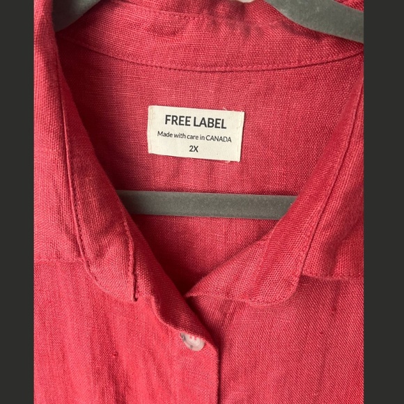 Free Label Raspberry Cora Shacket Button Down Linen Shirt Women's Size 2X - Picture 3 of 8